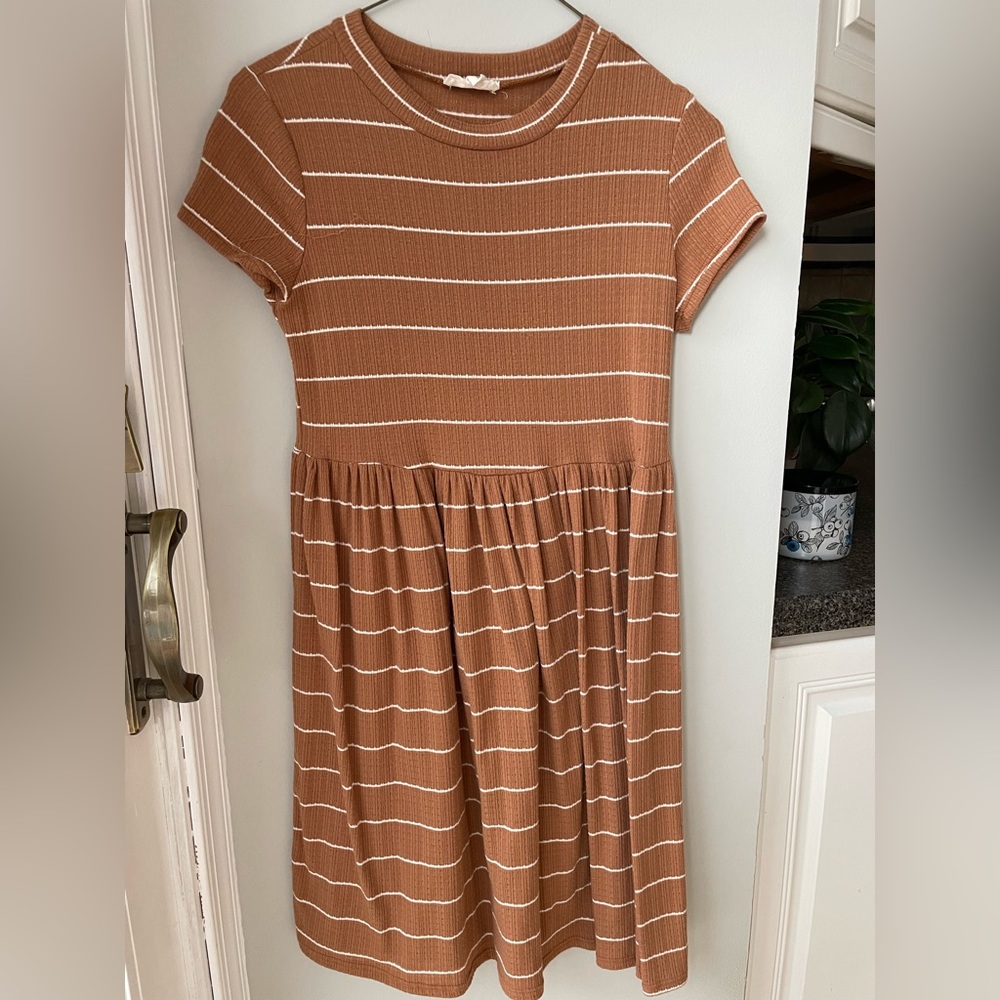 Burnt orange and white striped dress